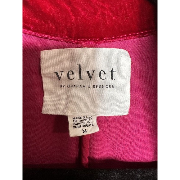 Velvet By Robert & Graham Rayna Velvet Blazer Red Button Up Medium RARE 18% Silk - Picture 2 of 16